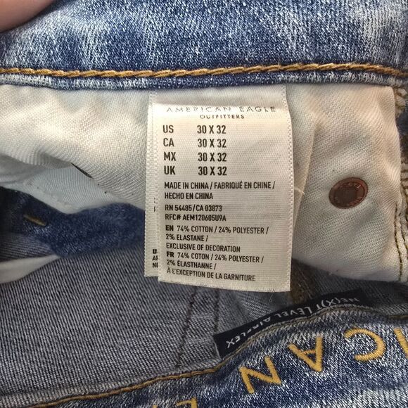 American Eagle Jeans Men's 30 x 32 Blue Skinny Distressed Next Level AirFlex - Picture 7 of 16